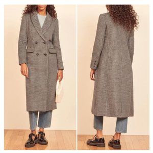 Reformation York Check Houndstooth Double-Breasted Coat Size XS